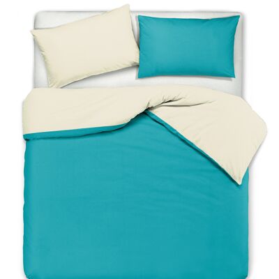 Duvet Cover Set, Double Sided, Natural / Azores Green (DIG780360)