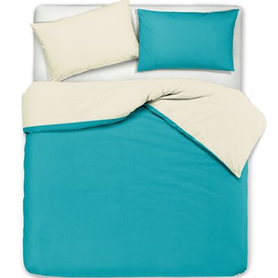 Duvet Cover Set, Double Sided, Natural / Azores Green (DIG780360)