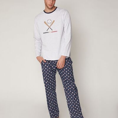 ADMAS Herren-Baseball-Pyjama mit langen Ärmeln