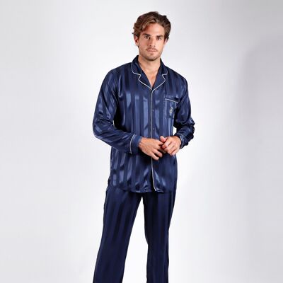 ADMAS CLASSIC Long Sleeve Satin Stripes Open Pajamas for...