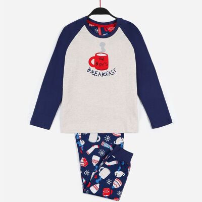 DIVER Family Breakfast Langarm-Pyjama für Jungen - MARINO