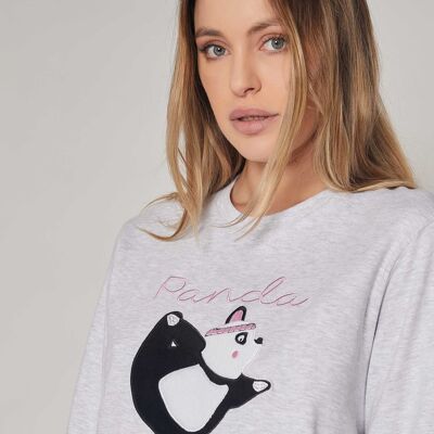 ADMAS Langarm-Panda-Yoga-Pyjama für Damen - JASPE GRAU