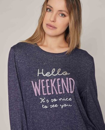 ADMAS Hello Weekend Pyjama chaud à manches longues pour femme 4