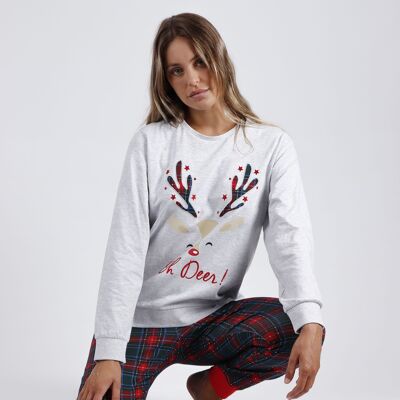 ADMAS Oh Deer Long Sleeve Pajamas for Women - JASPE GRAY