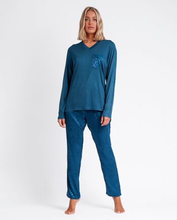 ADMAS CLASSIC Pyjama à manches longues en satin léopard pour femme 1