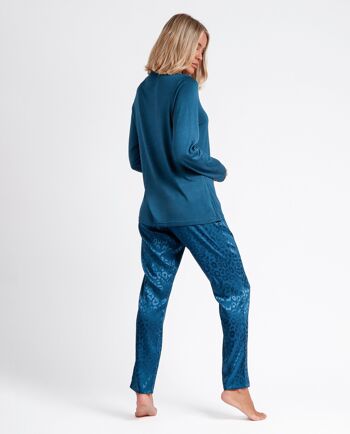 ADMAS CLASSIC Pyjama à manches longues en satin léopard pour femme 3
