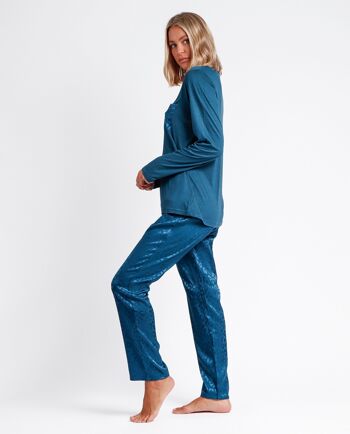 ADMAS CLASSIC Pyjama à manches longues en satin léopard pour femme 4