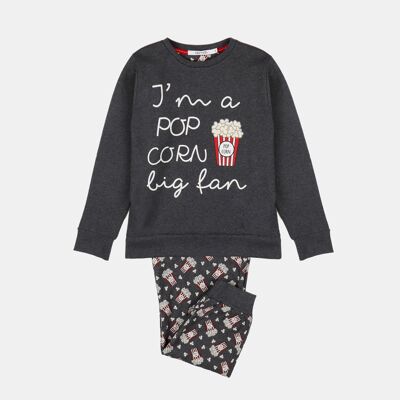 DIVER Mädchen-Pyjama „Pop Corn“ mit langen Ärmeln