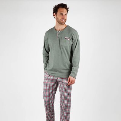 ADMAS CLASSIC Grünlicher Langarm-Pyjama für Herren