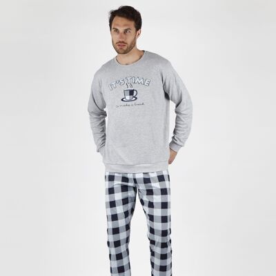 ADMAS Langärmliger Let's Stay Pyjama für Herren - JASPE GRAU