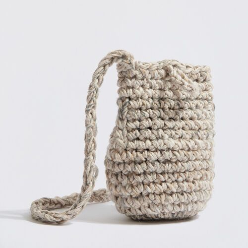 “Elise wool + cotton” phone pouch beige