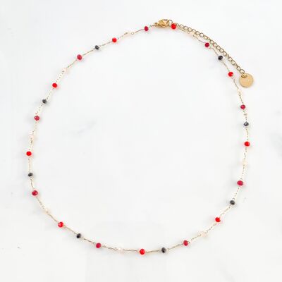 Collar Poppy Pearls rojo