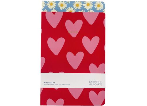 Fabrique a la Carte Notebooks - Set of 2 - Daisy - Hearts