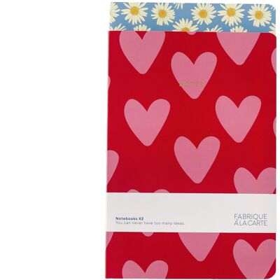 Fabrique a la Carte Notebooks - Set of 2 - Daisy - Hearts