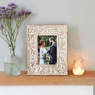 Carved Floral Wooden 6 x4 Photo Frame