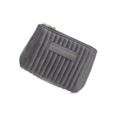 Gray Velvet Quilted Coin Purse