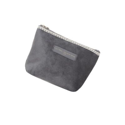 Cartera con flecos de terciopelo gris