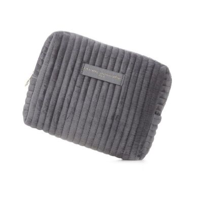 Jaipur Small Quilted Velvet Pouch Gray