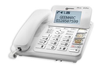 TELEPHONE FIXE FILAIRE Ecran, répondeur et mémoires photo - 50dB Possibilité d'ajouter des combinés DECT additionnels 8
