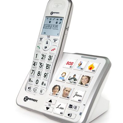 CORDLESS TELEPHONE with 10 photo memories WHITE AmpliDECT295 PHOTO
