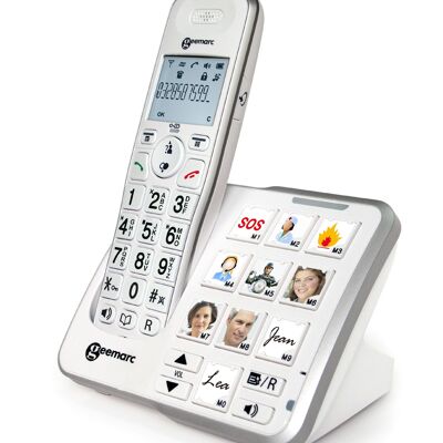 CORDLESS TELEPHONE with 10 photo memories WHITE AmpliDECT295 PHOTO