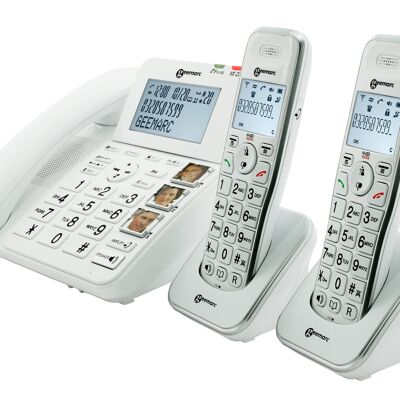 LANDLINE TELEPHONES PACK With 1 Wired Base + 2 Cordless Telephones