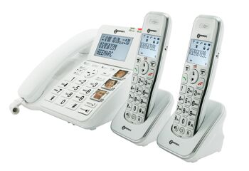 PACK TELEPHONES FIXES Avec 1 Base Filaire + 2 Téléphones sans fils 1