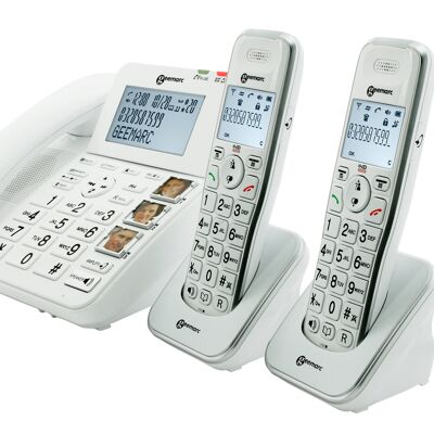 PACK TELÉFONOS FIJOS Con 1 Base Alámbrica + 2 Teléfonos Inalámbricos