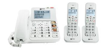PACK TELEPHONES FIXES Avec 1 Base Filaire + 2 Téléphones sans fils 2