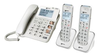 PACK TELEPHONES FIXES Avec 1 Base Filaire + 2 Téléphones sans fils 3