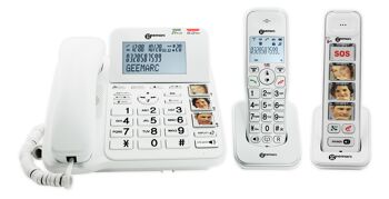 PACK TELEPHONES FIXES Composé de 1 filaire + 1 combiné sans fil PhotoDECT 295 + 1 combiné additionnel sans fil 2
