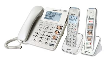 PACK TELEPHONES FIXES Composé de 1 filaire + 1 combiné sans fil PhotoDECT 295 + 1 combiné additionnel sans fil 3