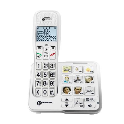 WIRELESS TELEPHONE with 10 amplified photo memories +50 db AMPLIDECT 595 PHOTO