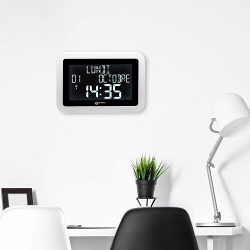 HORLOGE LCD - Grand affichage avec rétro-éclairage BLANC VISO 15