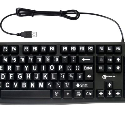 LARGE CHARACTERS KEYBOARD Visual Comfort For PC Black with white characters