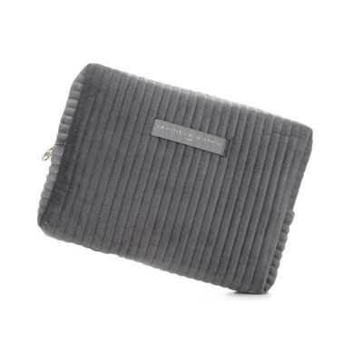 Jaipur Large Quilted Velvet Pouch Gray
