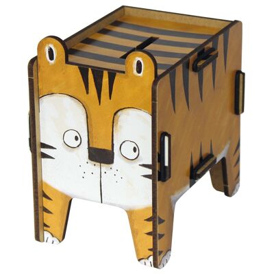 Money box four-legged friends - tiger made of wood