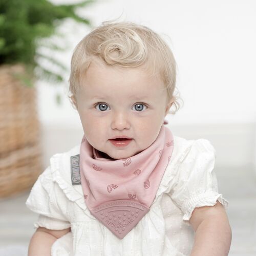 Neckerchew Teething Dribble Bib, Rainbow Rose