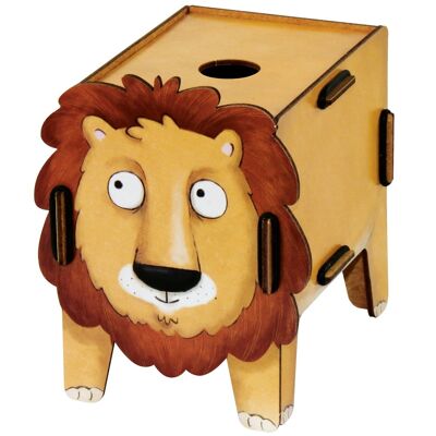 Money box four-legged friend - lion made of wood