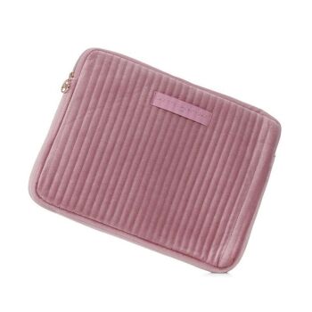 Etui 13" / Ipad pro / macbook matelassé en Velours Rose