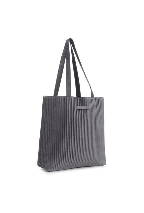 Tote Bag matelassé en Velours Gris