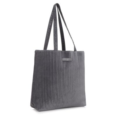 Borsa tote trapuntata in velluto grigio