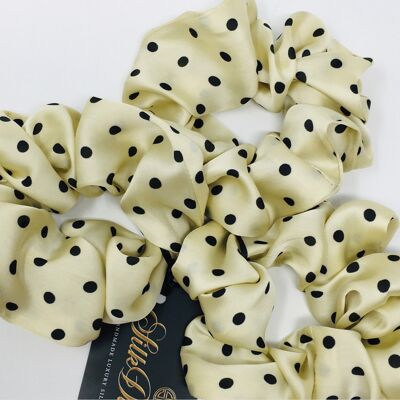 Silk scrunchies -Polka dot light gold