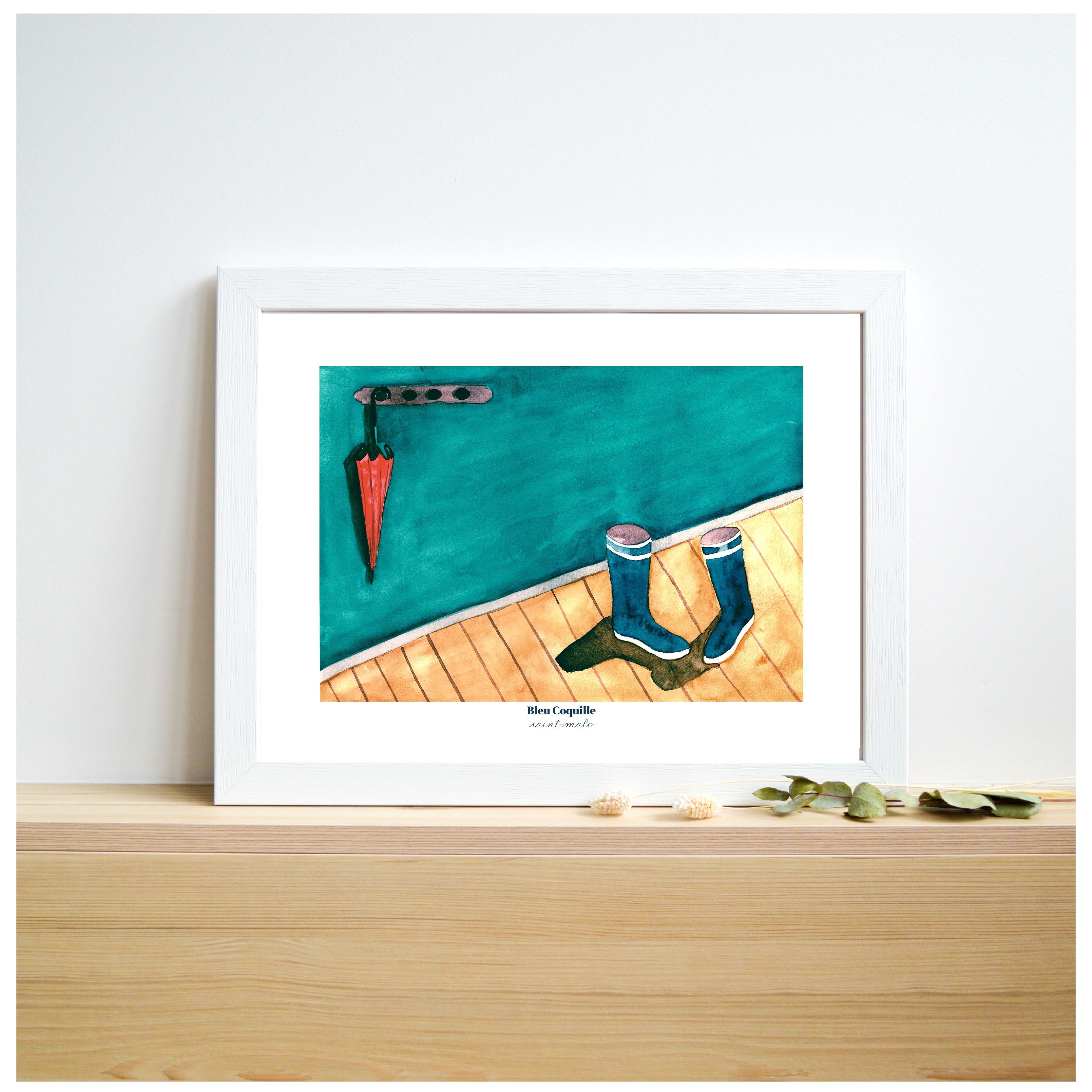 Poster decorativo di cancelleria 21 x 29,7 cm - Stivali e ombrello