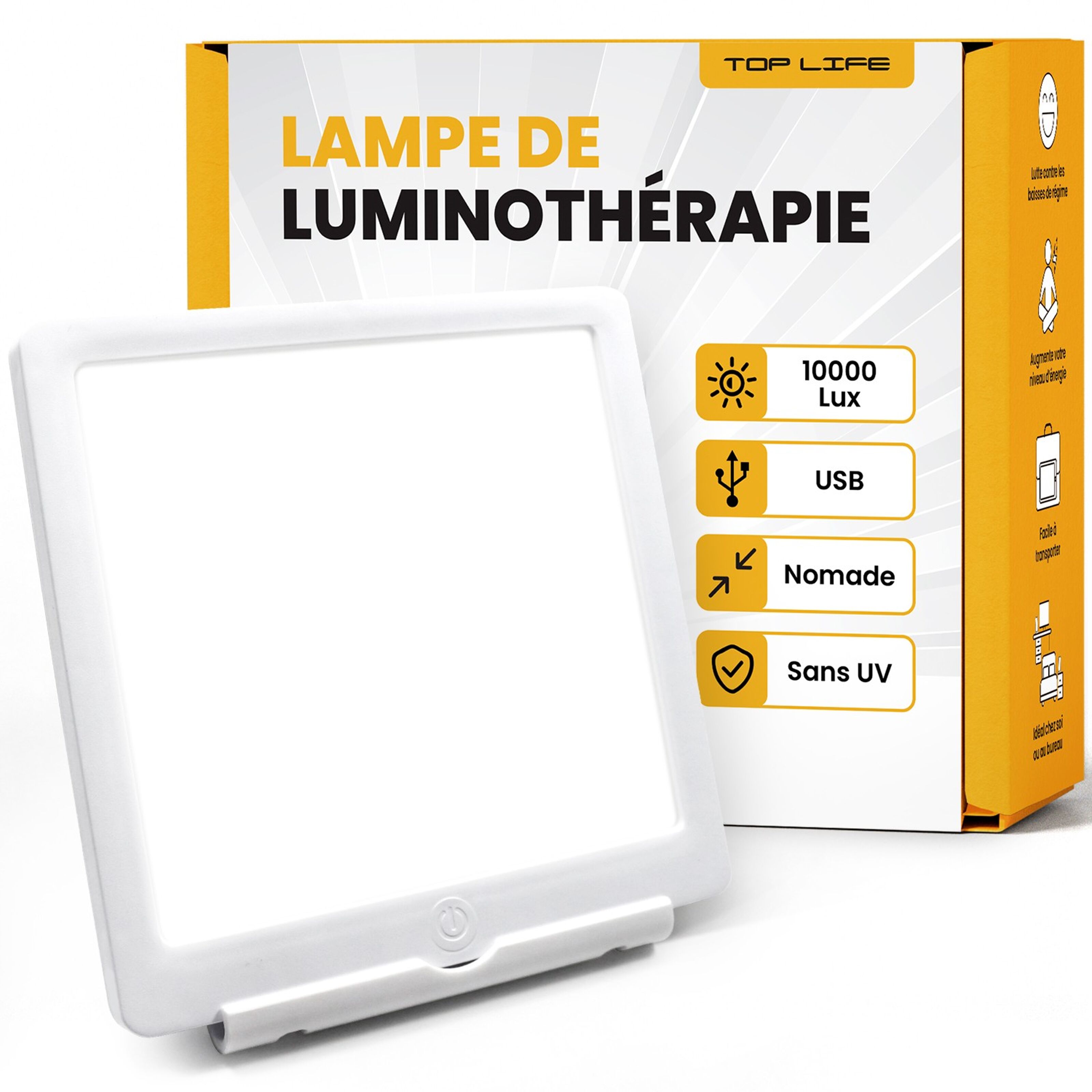 Lampe de luminothérapie 10000 Lux, lampe de luminothérapie avec 3