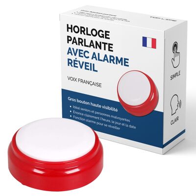 Reloj parlante para personas con alzhéimer, discapacitados visuales, ciegos o ancianos - Voz en francés - Despertador para personas mayores