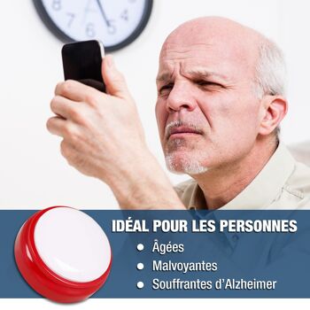 Compra Orologio parlante per malati di Alzheimer, ipovedenti, non vedenti o  anziani - Voce francese - Sveglia per anziani all'ingrosso