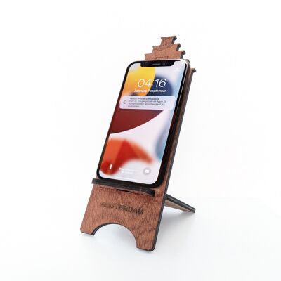 Phone holder Amsterdam house wood 3 variants
