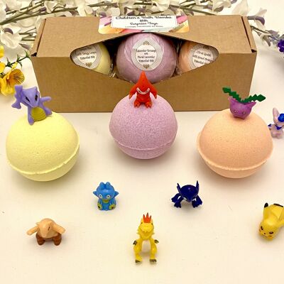 Childrens Bath Bomb Gift Set with Pokemon Surprise Toys - 3 x 130g