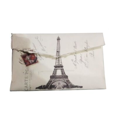 Cartes et enveloppes en papier parchemin motif tour eiffel vintage (lot de 5)